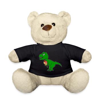 Dino with ice cream cone sweet Tyrannosaurus with ice cream - Teddy Bear - black - Front