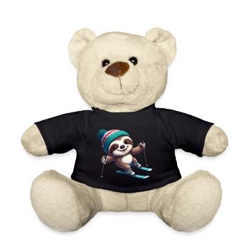 Funny Sloth Ski Winter Sports Design - Teddy Bear - black - Front
