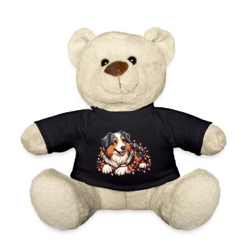 Chien de Noël mignon avec des guirlandes lumineuses - Nounours - noir - Devant