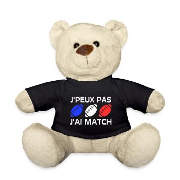 Teeshirt Rugby Comique J'ai match France - Nounours - noir - Devant