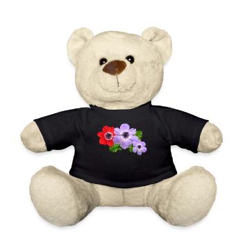 flowers lilies tulips orchids sunflower dahlia ger - Teddy Bear - black - Front