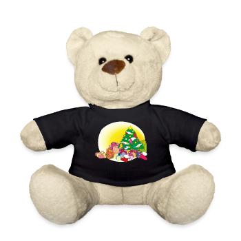 christmas winter reindeer santa claus ugly chr - Teddy Bear - black - Front