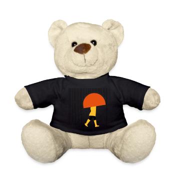 Mensch im Regen - Minimal - Teddy - Schwarz - Vorne