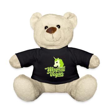 Magical Vegan Gift Vegan Vegetarian Unicorn - Teddy Bear - black - Front