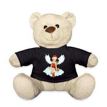 Christmas angel brunette is waiting for Santa - Teddy Bear - black - Front