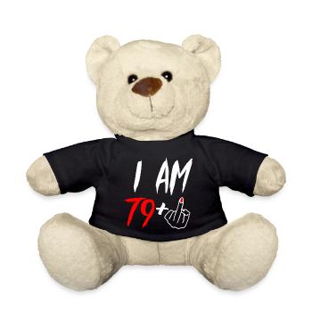 80. Geburtstag Mittelfinger - Teddy - Schwarz - Vorne