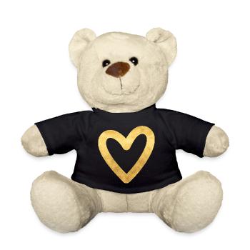 Coeur or je symbole cadeau d'amour - Nounours - noir - Devant