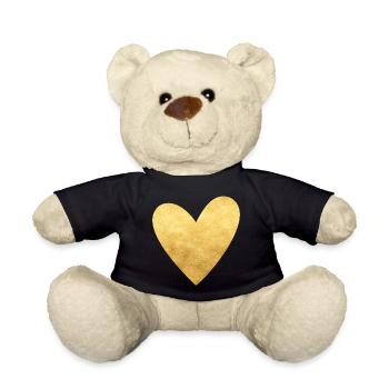 Coeur or je symbole cadeau d'amour - Nounours - noir - Devant