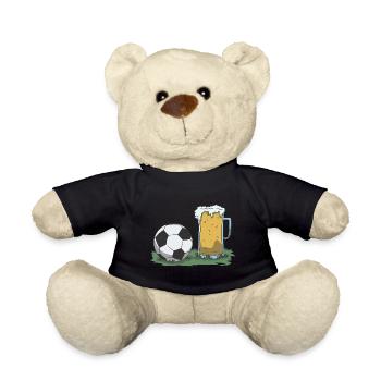 Fußball und Bier Geschenk Idee - Teddy - Schwarz - Vorne