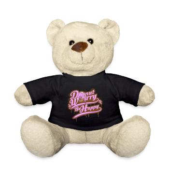 Donut Worry Be Happy Quote Citation de texte drôle - Nounours - noir - Devant