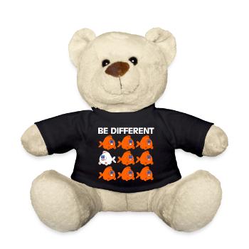 Be Different Funny Sayings Fish Cartoon Comics - Teddy Bear - black - Front