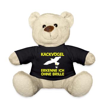 Geschenkideen Lustige Tiere Sprüche Vögel Weiß - Teddy - Schwarz - Vorne