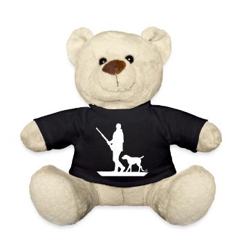 Chasseur avec chien de chasse à l'affût (blanc) - Nounours - noir - Devant