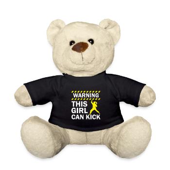 Attention cette fille peut donner des coups de pied - Nounours - noir - Devant