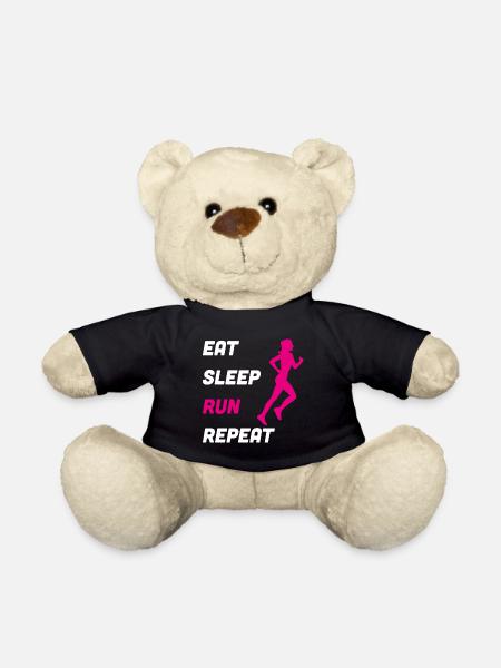 Eat Sleep Run Repeat Jogging Laufen Geschenk - Teddy - Schwarz