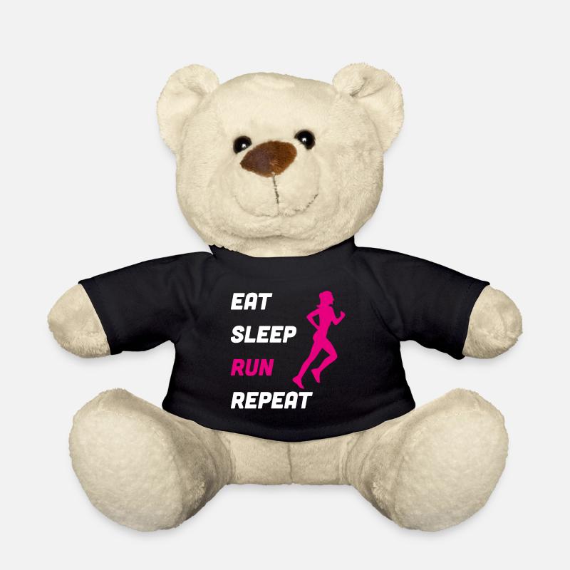 Eat Sleep Run Repeat Jogging Laufen Geschenk - Teddy - Schwarz