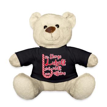 Zuckerstange Lutschen Lustige Sprüche Weihnachten - Teddy - Schwarz - Vorne