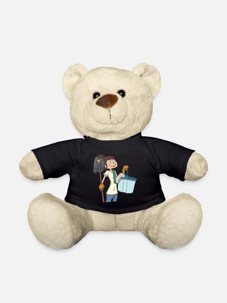 Femme de ménage avec une vadrouille et un seau - Nounours - noir