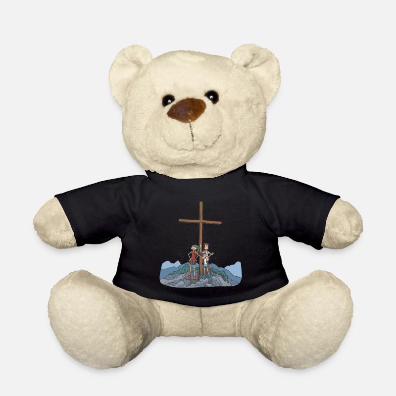 Wanderer am Gipfelkreuz im Gebirge - Teddy - Schwarz