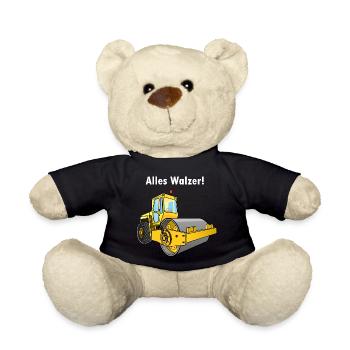 Dampfwalze, Alles Walzer, niederwalzen, Straßenbau - Teddy - Schwarz - Vorne