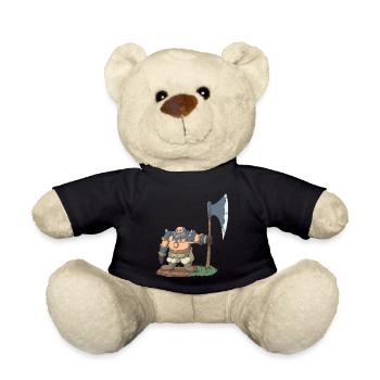 Tabletop role play figure dwarf with ax - Teddy Bear - black - Front
