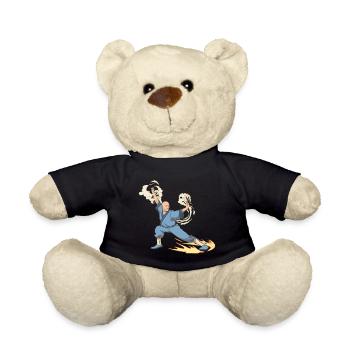 Fantasy Mönch Kämpfer Kick Tritt - Teddy - Schwarz - Vorne