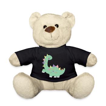 petit dinosaure vert à pois colorés - Nounours - noir - Devant