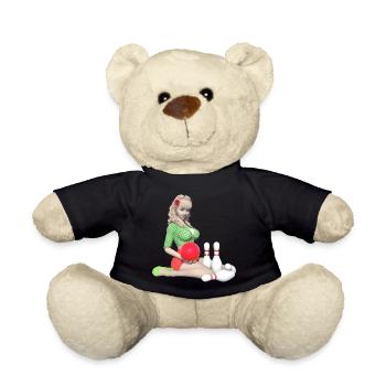 Kegeln, Bowlen, Pins - Teddy - Schwarz - Vorne