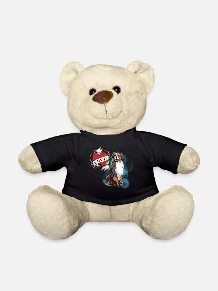 Australian Shepherd, Love Herz,Hunde Fan,Geschenk - Teddy - Schwarz