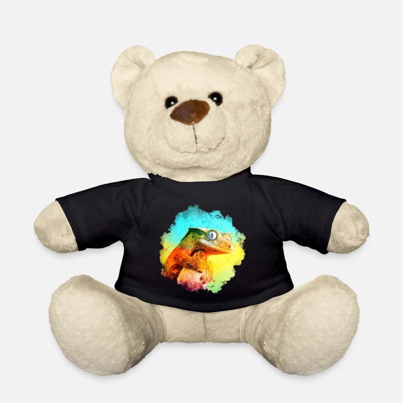 Crested Gecko Reptile Keeper Lizard Watercolor Des - Teddy Bear - black