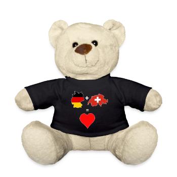 Deutschland Schweiz Herz Liebe Heimat Geschenk - Teddy - Schwarz - Vorne