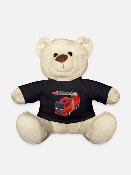 Feuerwehr Feuerwehrauto Löschfahrzeug Shirt - Teddy - Schwarz