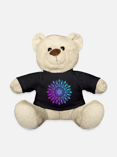 Mandala fleur rose violet turquoise - Nounours - noir