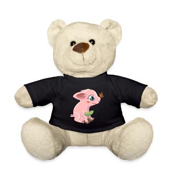 Schwein mit Schmetterling - Teddy - Schwarz - Vorne