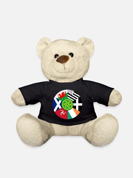 Celtic Nations Flags, Pan Celtic, Wales, Scotland - Teddy Bear - black