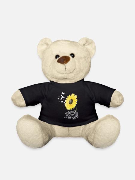 Sunflowers turntable vinyl record flowers - Teddy Bear - black