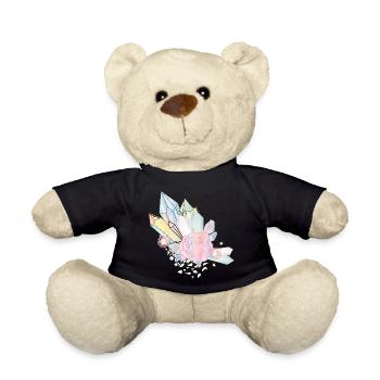 iridescent crystals with elven wings and rose - Teddy Bear - black - Front