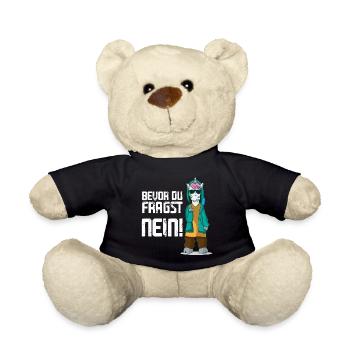 Einhorn Mittelfinger Bevor du fragst NEIN! - Teddy - Schwarz - Vorne