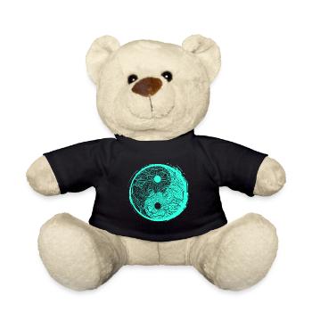 Türkises Yin Yang China Diagramm Symbol Zeichen - Teddy - Schwarz - Vorne