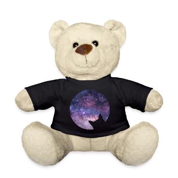 Space cat stares into space - Teddy Bear - black - Front