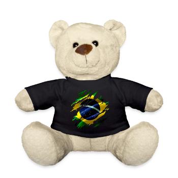 Brésil Drapeau Brésilien Look Used - Nounours - noir - Devant