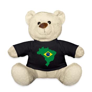 Brasilien Flagge Geschenkidee Landkarte - Teddy - Schwarz - Vorne