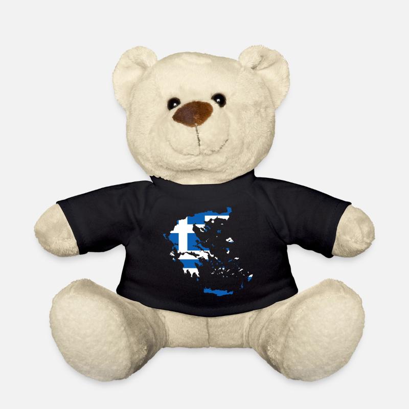 Greece flag gift idea map - Teddy Bear - black