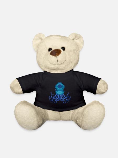 Kraken Oktopus Tintenfisch Taucher Geschenk - Teddy - Schwarz