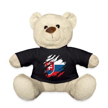 Slowakei Flagge Kratzer Used Look Cut Slowakisch - Teddy - Schwarz - Vorne