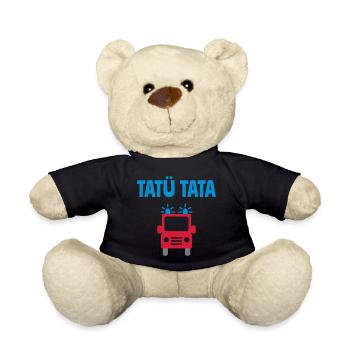 ★ Designfarben änderbar ★ Tatü tata Feuerwehrauto - Teddy - Schwarz - Vorne