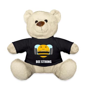 Be Strong Bee Weightlifting Fitness Gym Workout - Teddy Bear - black - Front