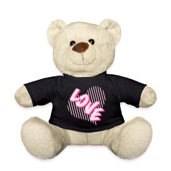 Police en forme de cœur rose néon Love - Nounours - noir - Devant