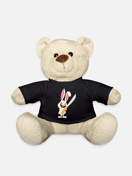 Böses Häschen Hase mit Messer lustiger Osterhase - Teddy - Schwarz