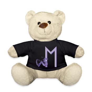 purple dragon with rune m - Teddy Bear - black - Front